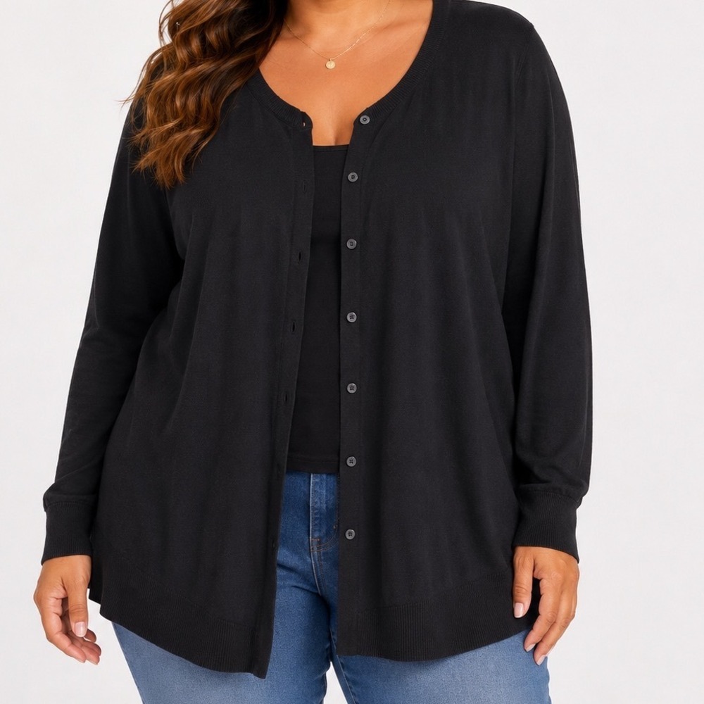 Old Navy Womens Black Button Front V-Neck Cardigan Sweater Plus Size 3X